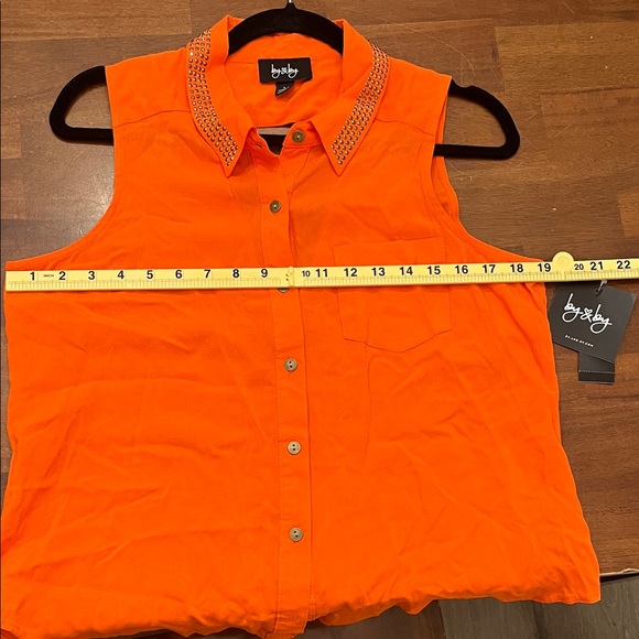 by & by Bright Orange Sleeveless Top with Studded Collar - Picture 4 of 5